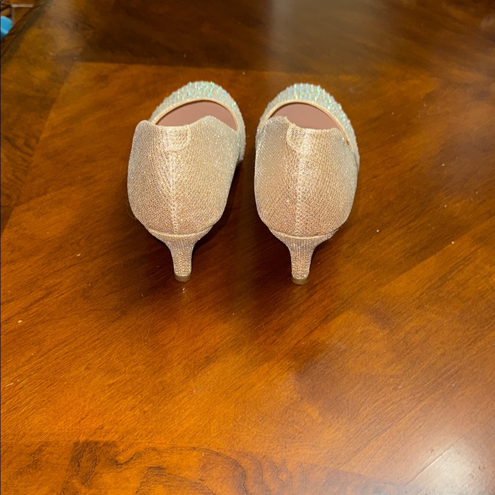 Refresh Women's Gold Glitter Heels with Pink Insole - Picture 3 of 5